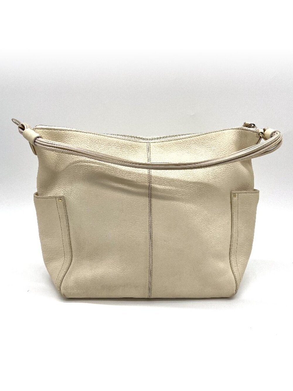 Kate Spade Pebbled Leather Shoulder Bag Off White Satchel Polka Dot Lining